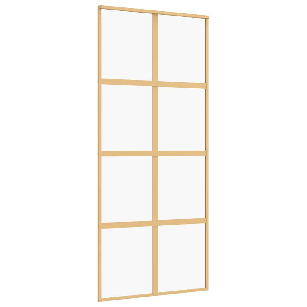 Vidaxl Sliding Porte 90x205 cm Verre ESG transparent et en aluminium or de couleur