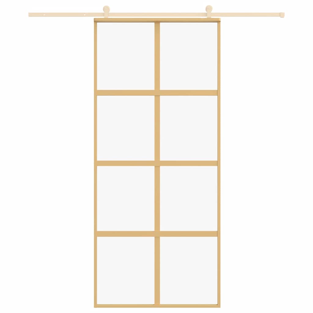 Vidaxl Sliding Porte 90x205 cm Verre ESG transparent et en aluminium or de couleur