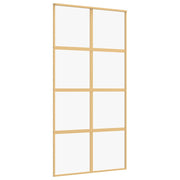 Vidaxl Sliding Porte 102.5x205 cm Verre ESG transparent et couleur or en aluminium - afbeelding 2