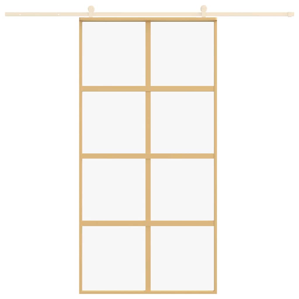 Vidaxl Sliding Porte 102.5x205 cm Verre ESG transparent et couleur or en aluminium