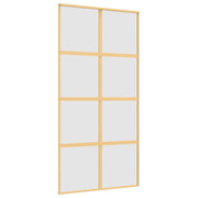 Vidaxl Porte coulissante 102.5x205 cm Verre ESG mate et aluminium or de couleur - afbeelding 2