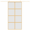 Vidaxl Porte coulissante 102.5x205 cm Verre ESG mate et aluminium or de couleur