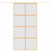 Vidaxl Porte coulissante 102.5x205 cm Verre ESG mate et aluminium or de couleur - afbeelding 3