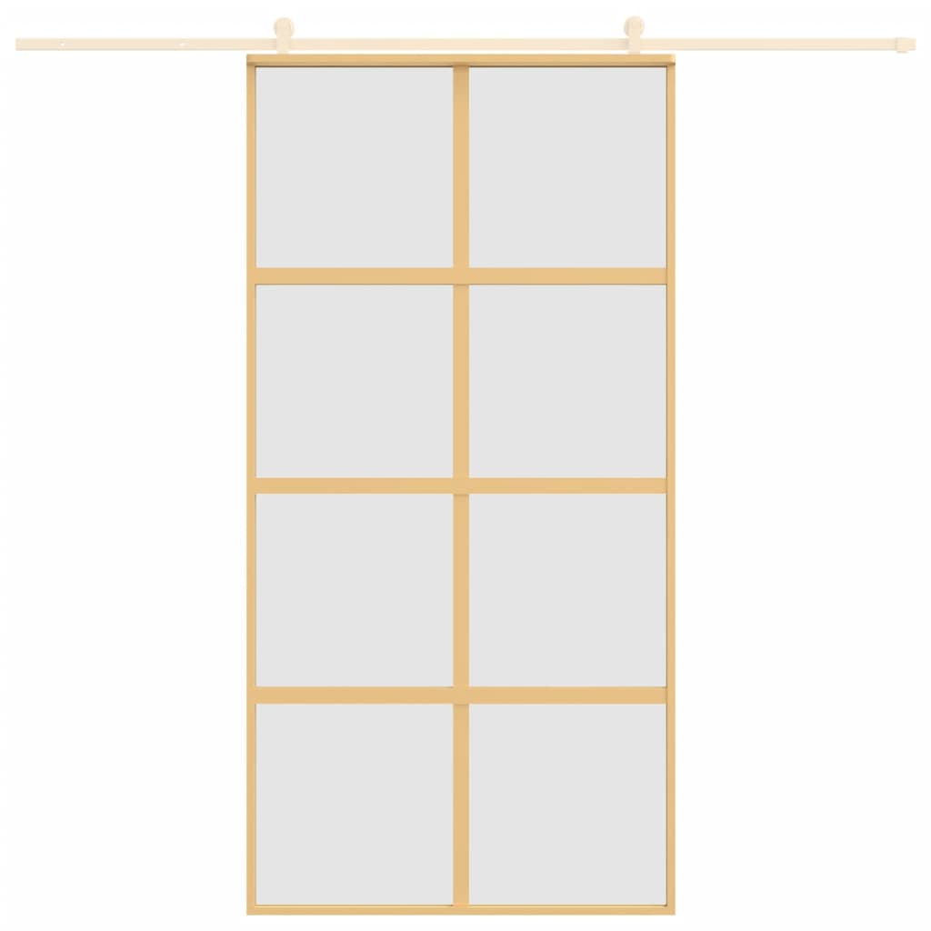 Vidaxl Porte coulissante 102.5x205 cm Verre ESG mate et aluminium or de couleur