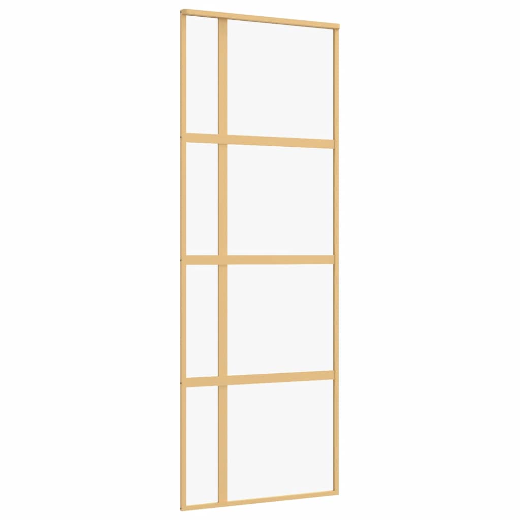 Vidaxl Sliding Porte 76x205 cm Verre ESG transparent et en aluminium or de couleur