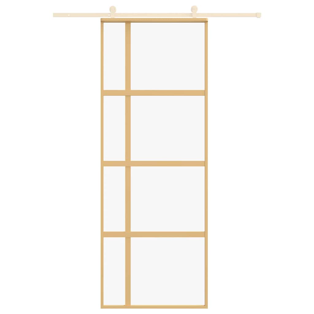 Vidaxl Sliding Porte 76x205 cm Verre ESG transparent et en aluminium or de couleur
