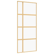 Vidaxl Sliding Porte 90x205 cm Verre ESG transparent et en aluminium or de couleur - afbeelding 2