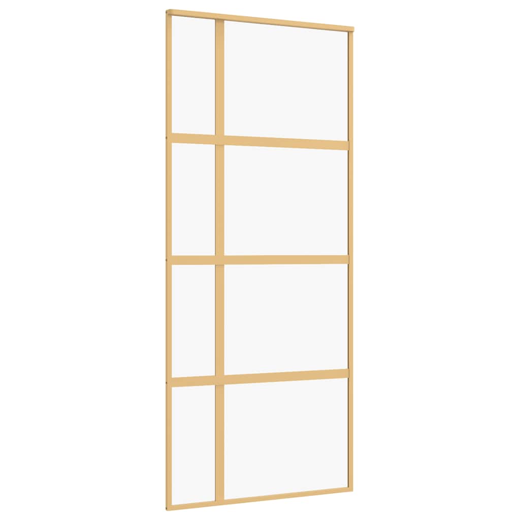 Vidaxl Sliding Porte 90x205 cm Verre ESG transparent et en aluminium or de couleur