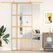 Vidaxl Sliding Porte 90x205 cm Verre ESG transparent et en aluminium or de couleur - afbeelding 1