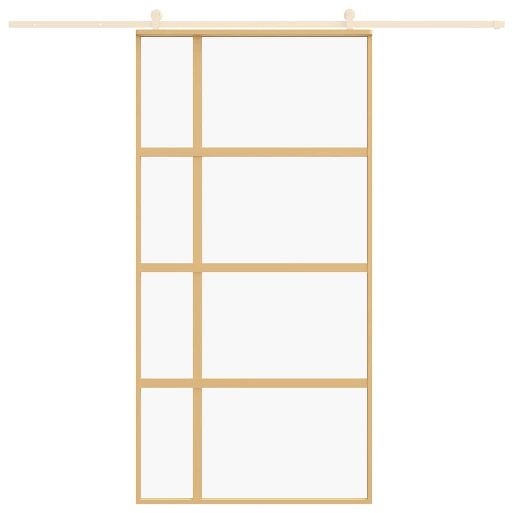 Vidaxl Sliding Porte 102.5x205 cm Verre ESG transparent et couleur or en aluminium