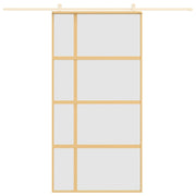 Vidaxl Porte coulissante 102.5x205 cm Verre ESG mate et aluminium or de couleur - afbeelding 3