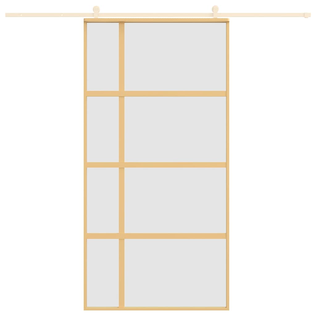 Vidaxl Porte coulissante 102.5x205 cm Verre ESG mate et aluminium or de couleur