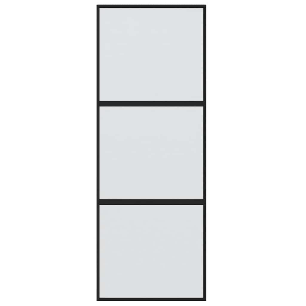 Vidaxl Porte coulissante 76x205 cm Verre durcie et noir en aluminium
