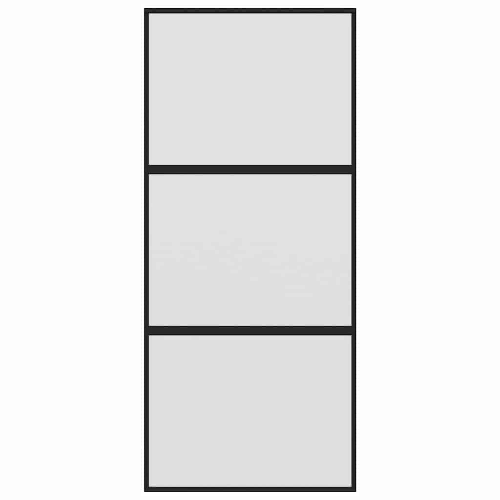 Vidaxl Porte coulissante 90x205 cm Verre durcie et noir en aluminium