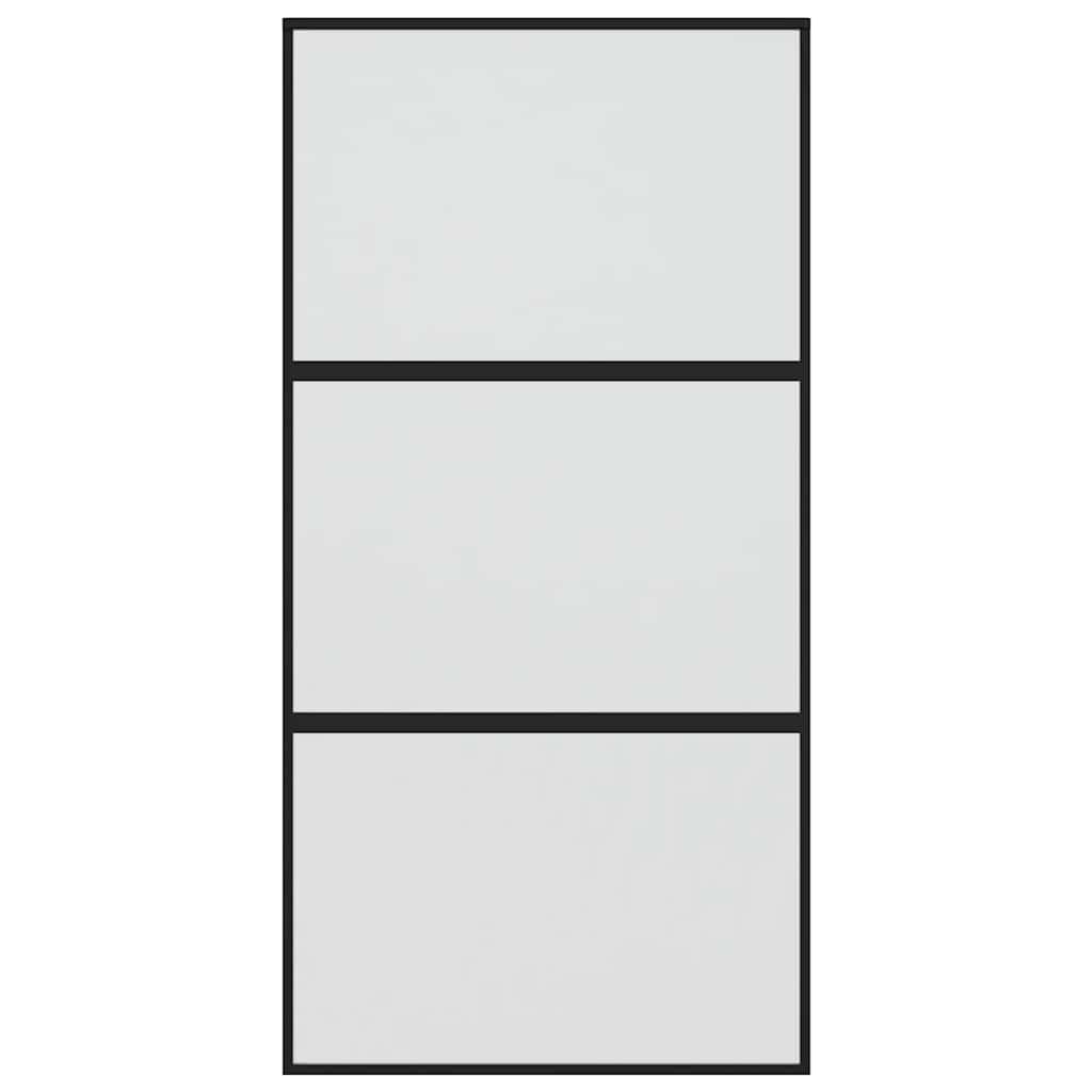 Vidaxl Porte coulissante 102.5x205 cm Verre durcie et noir en aluminium