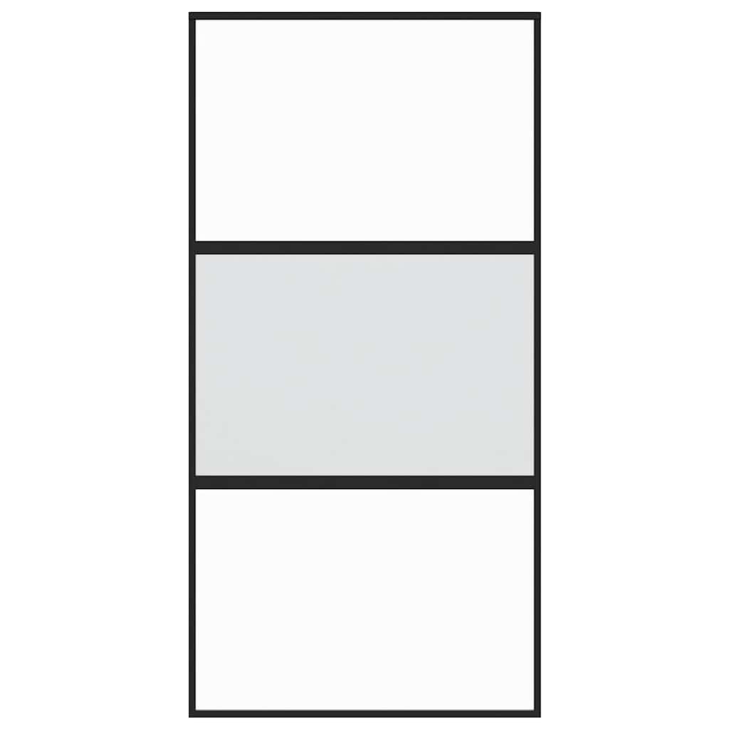 Vidaxl Porte coulissante 102.5x205 cm Verre durcie et noir en aluminium