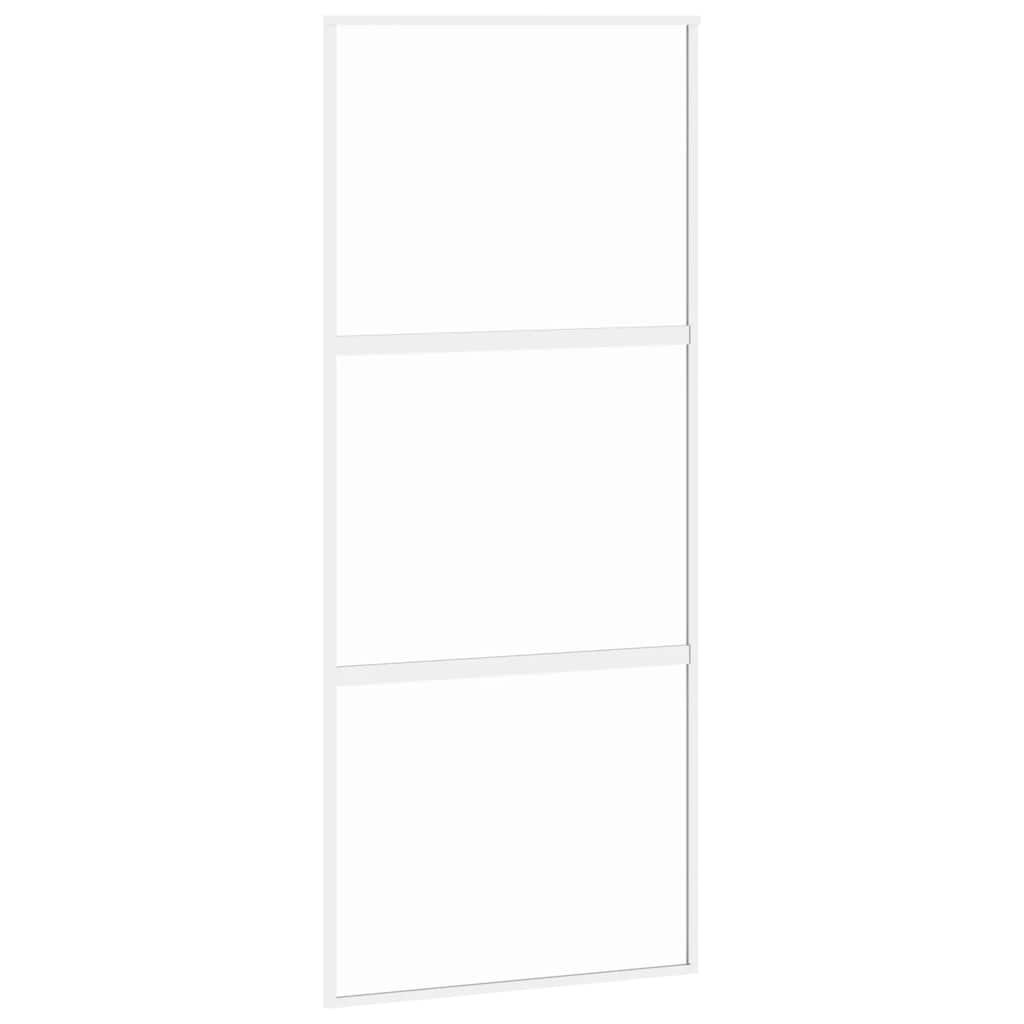VidaXL porte coulissante 90x205 cm verre trempé et aluminium blanc