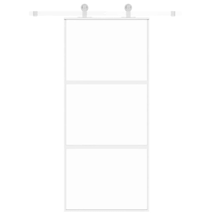 VidaXL porte coulissante 90x205 cm verre trempé et aluminium blanc