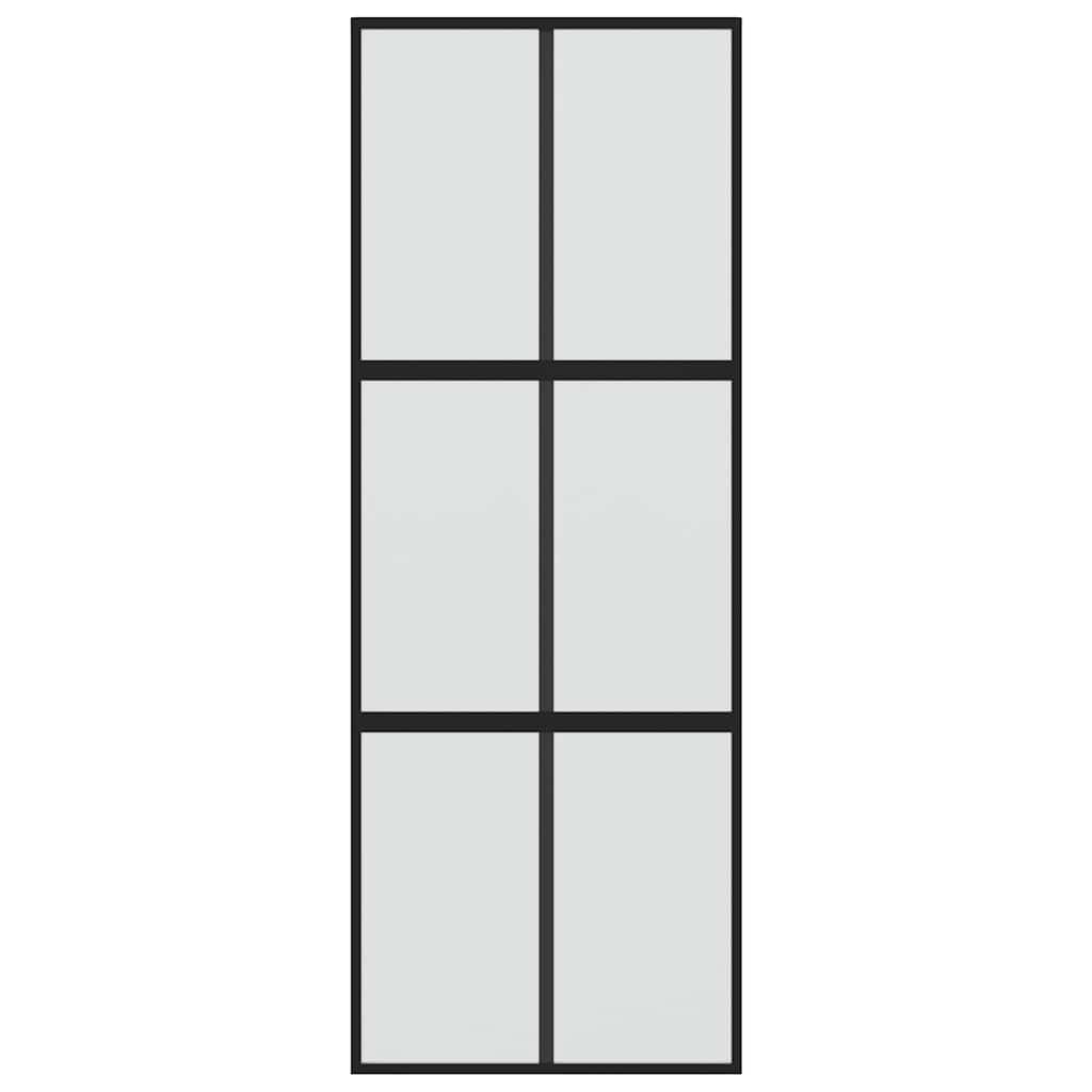 Vidaxl Porte coulissante 76x205 cm Verre durcie et noir en aluminium