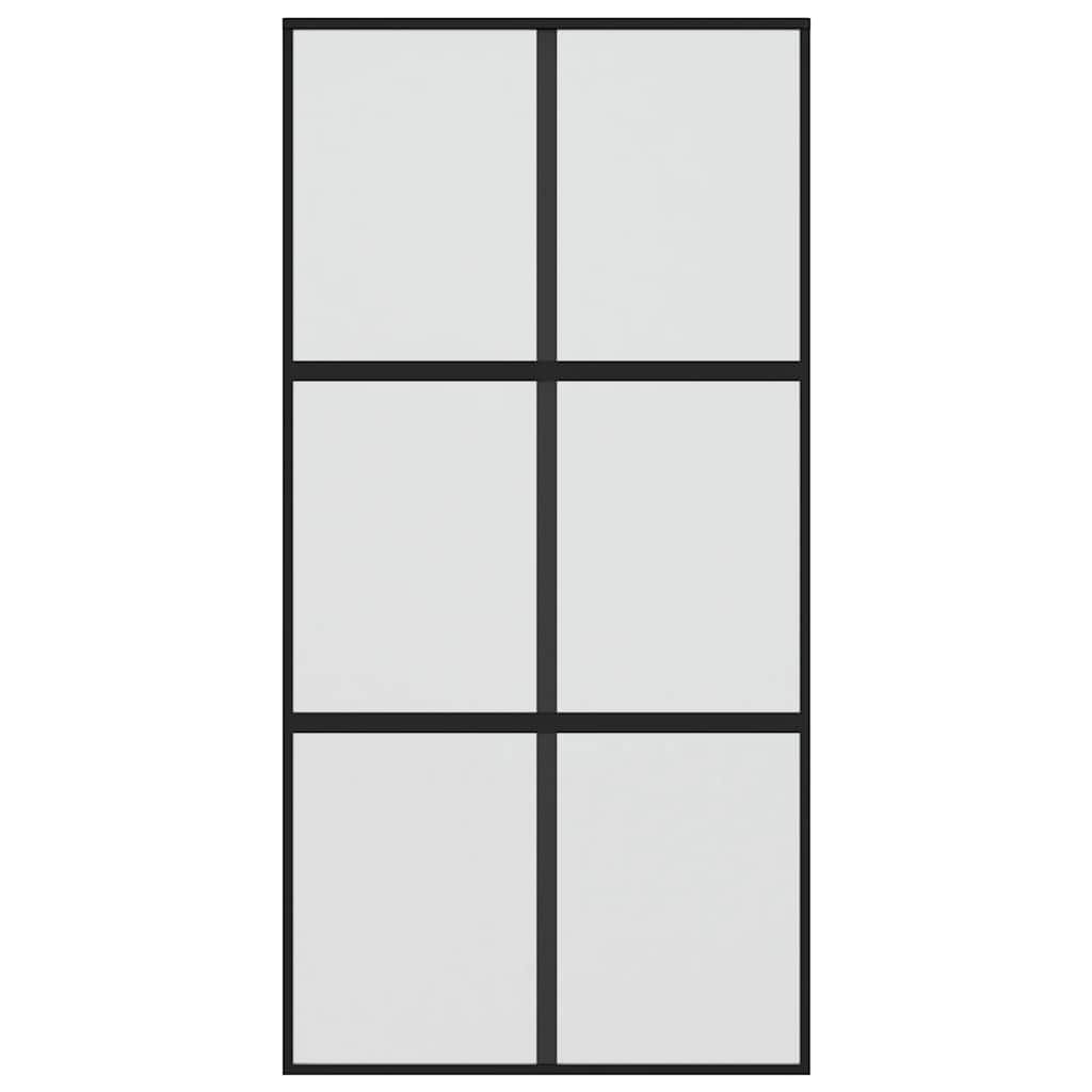Vidaxl Porte coulissante 102.5x205 cm Verre durcie et noir en aluminium