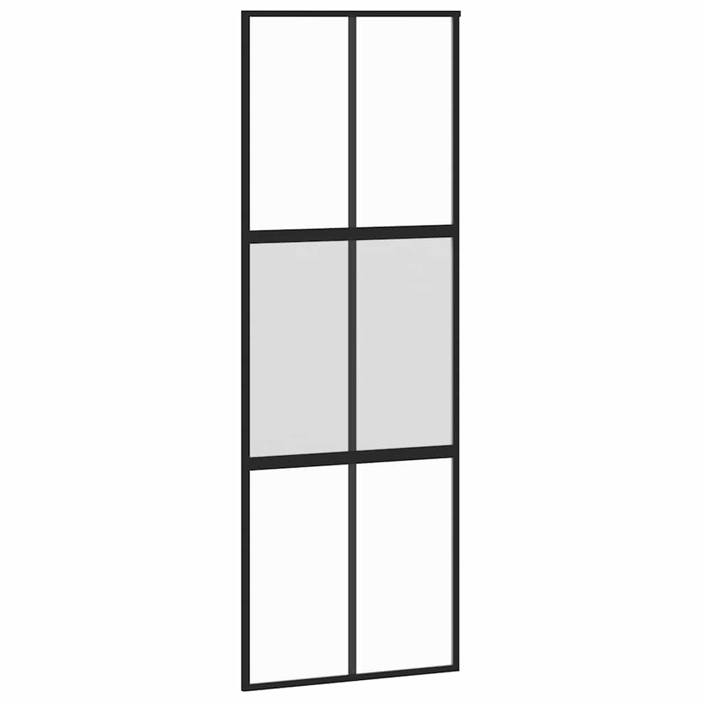 Vidaxl Porte coulissante 76x205 cm Verre durcie et noir en aluminium