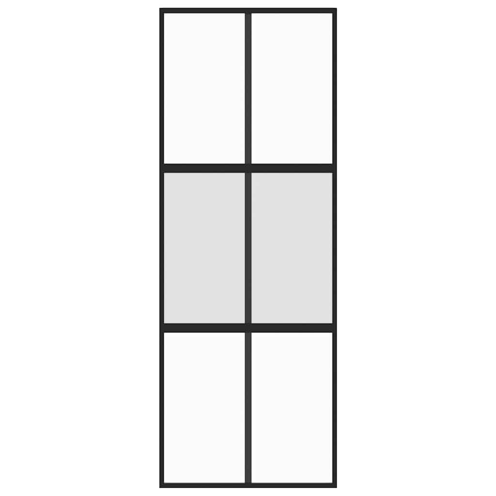 Vidaxl Porte coulissante 76x205 cm Verre durcie et noir en aluminium