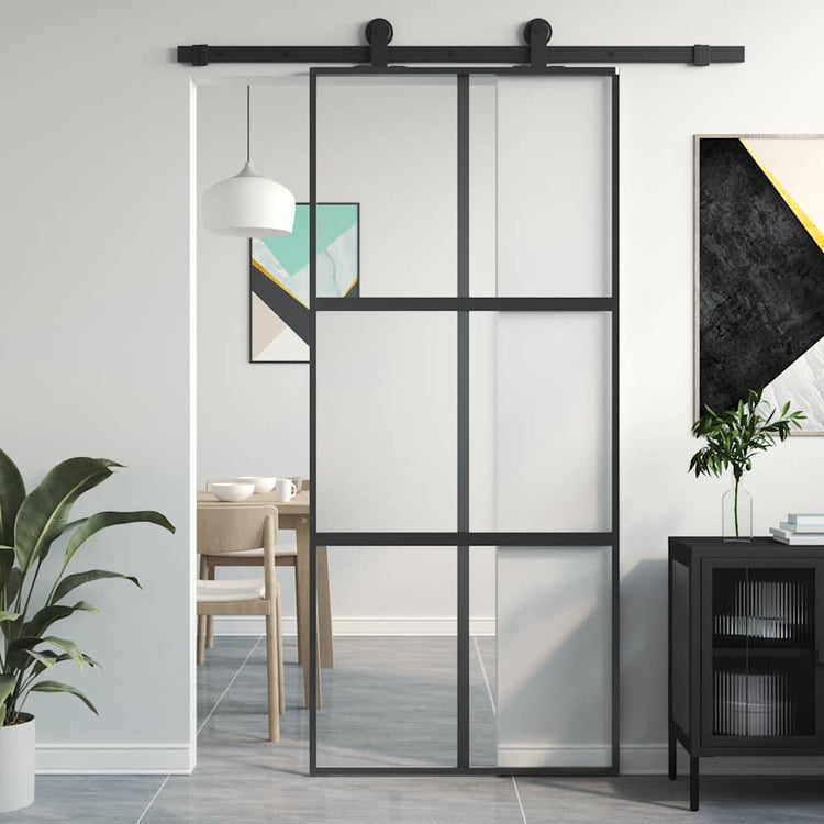 Vidaxx porte coulissante 90x205 cm verre trempé et aluminium noir