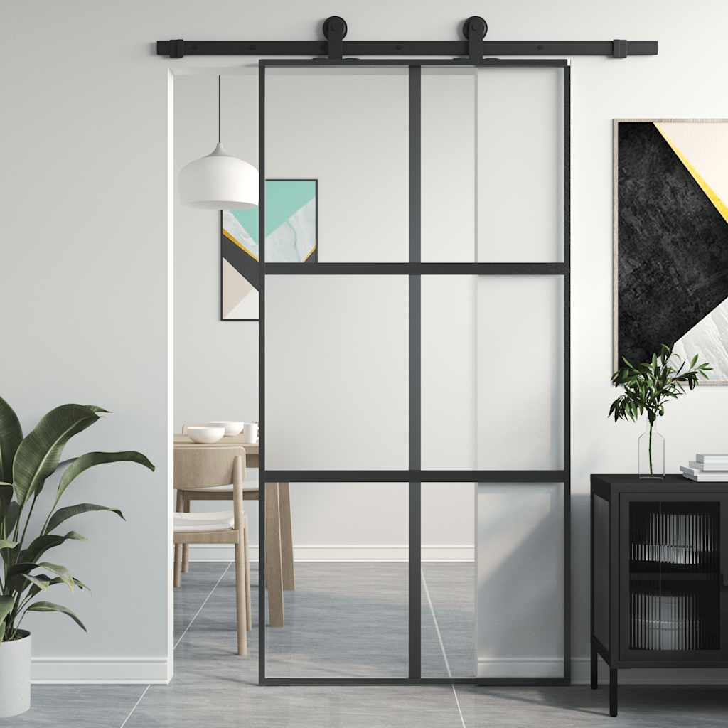 Vidaxx porte coulissante 102,5x205 cm verre trempé et aluminium noir
