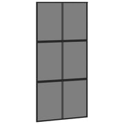 Vidaxl Porte coulissante 102.5x205 cm Verre durcie et noir en aluminium - afbeelding 2