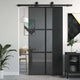 Vidaxl Porte coulissante 102.5x205 cm Verre durcie et noir en aluminium