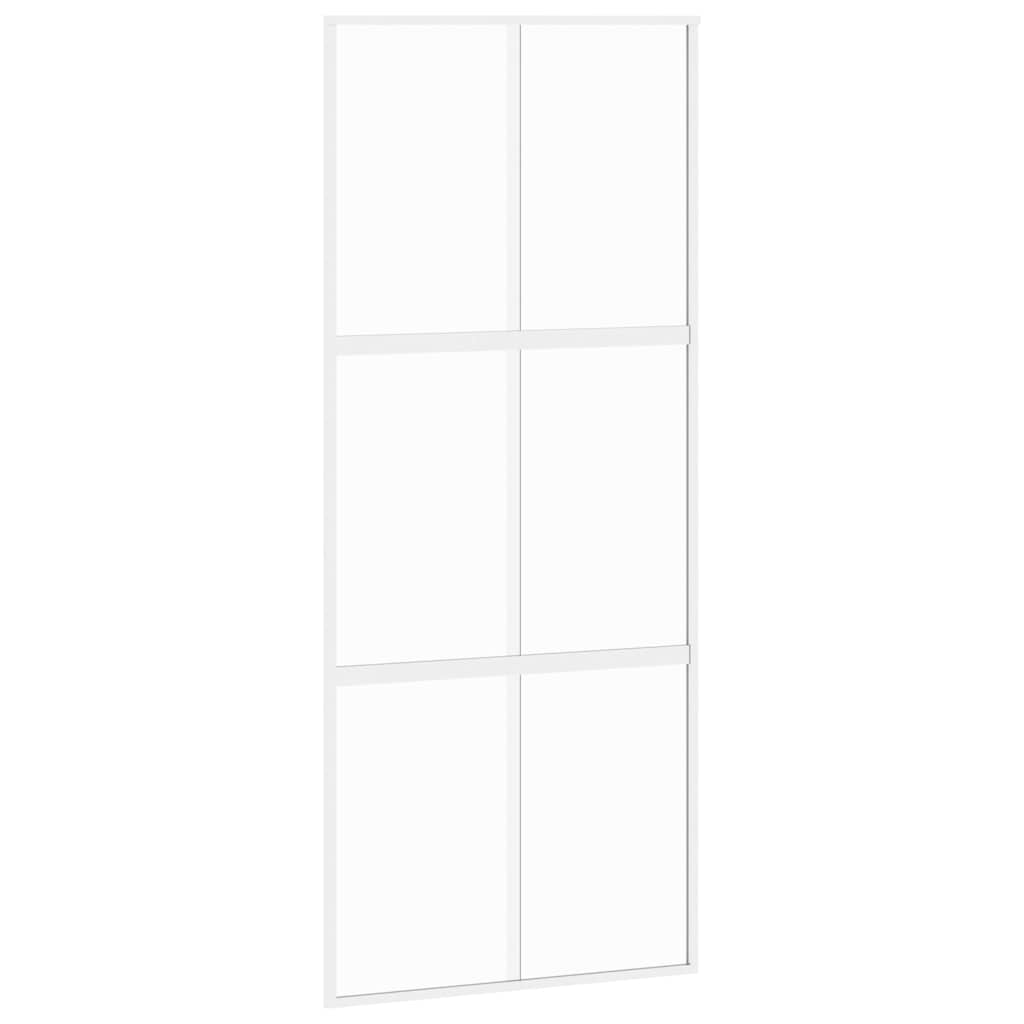 Vidaxl Porte coulissante 90x205 cm Verre durcie et aluminium blanc