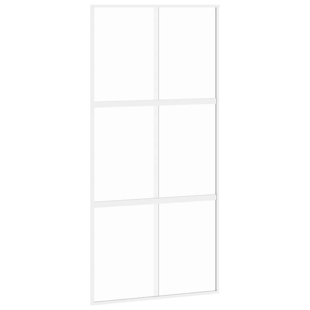Vidaxl Porte coulissante 102.5x205 cm Verre durcie et aluminium blanc
