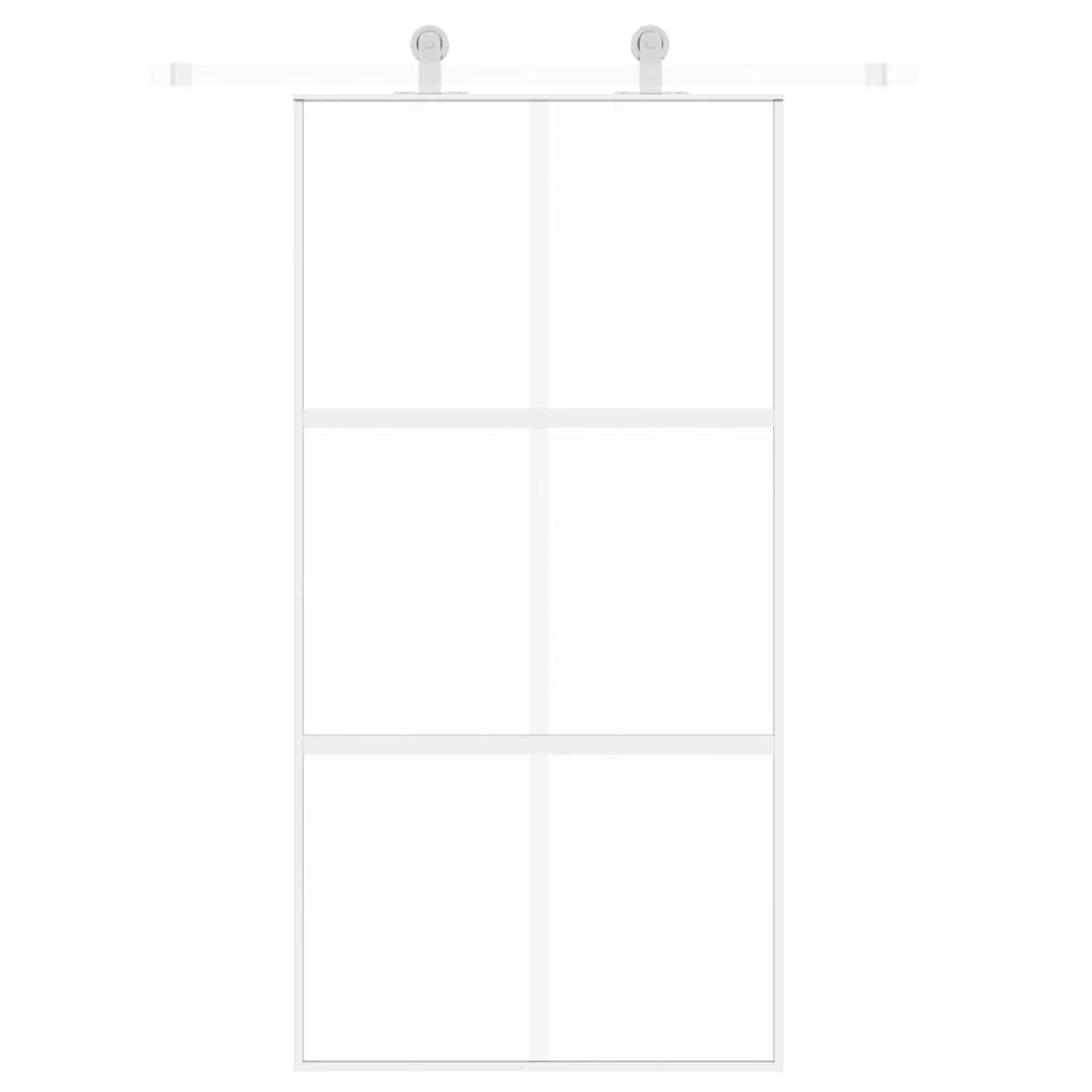 Vidaxl Porte coulissante 102.5x205 cm Verre durcie et aluminium blanc
