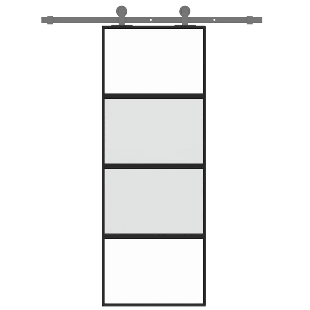 Vidaxx porte coulissante 76x205 cm verre trempé et aluminium noir