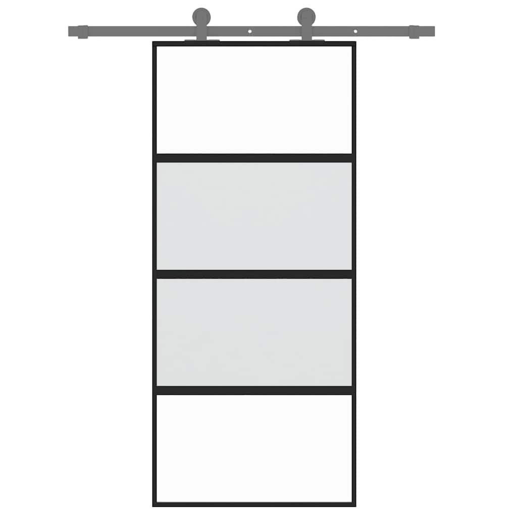 Vidaxl Porte coulissante 90x205 cm Verre durcie et noir en aluminium