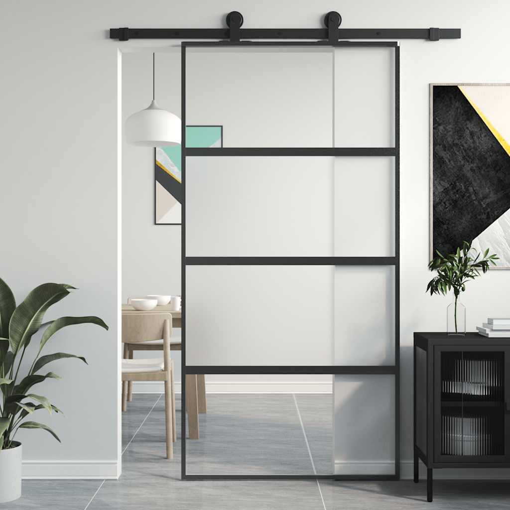 Vidaxx porte coulissante 102,5x205 cm verre trempé et aluminium noir