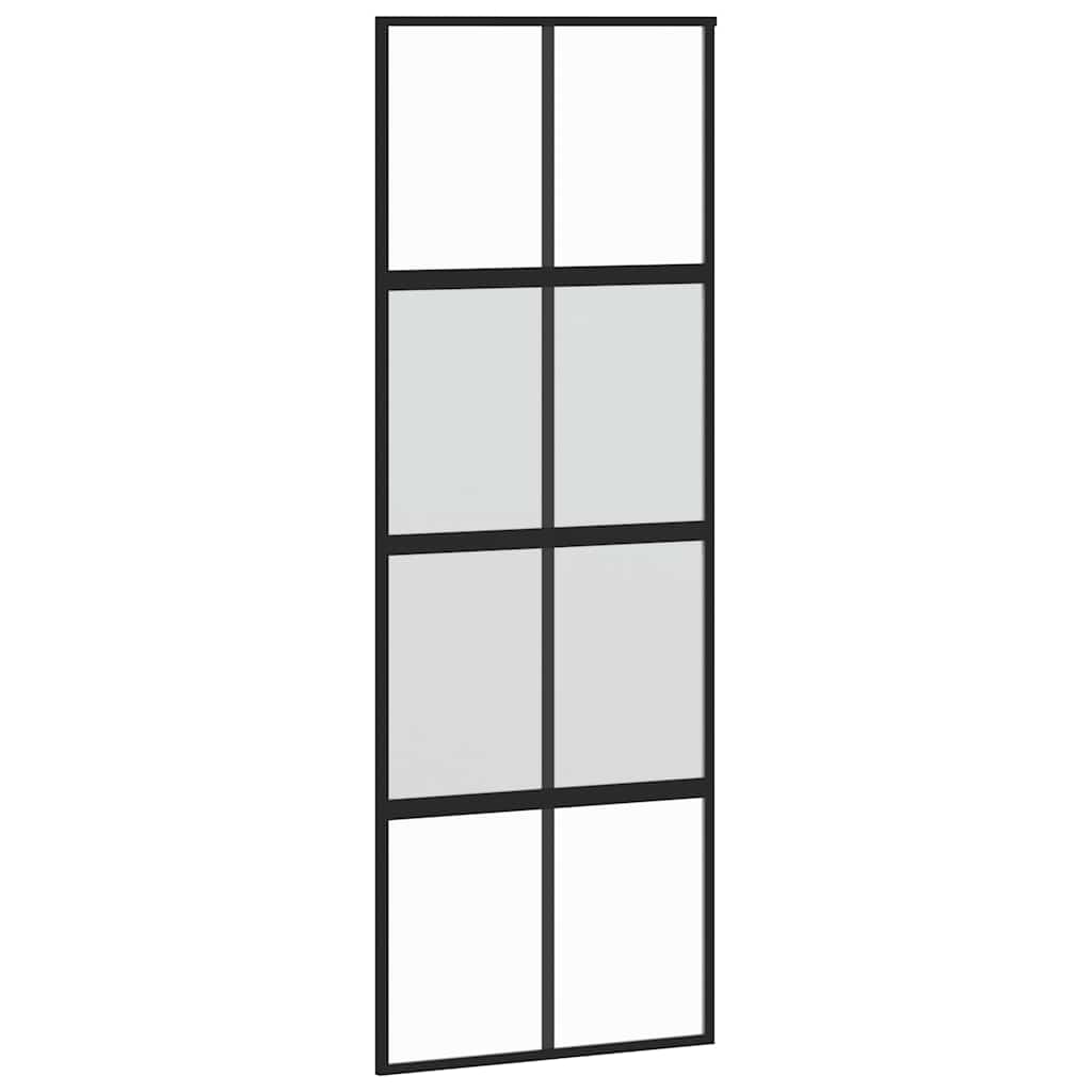 Vidaxl Porte coulissante 76x205 cm Verre durcie et noir en aluminium