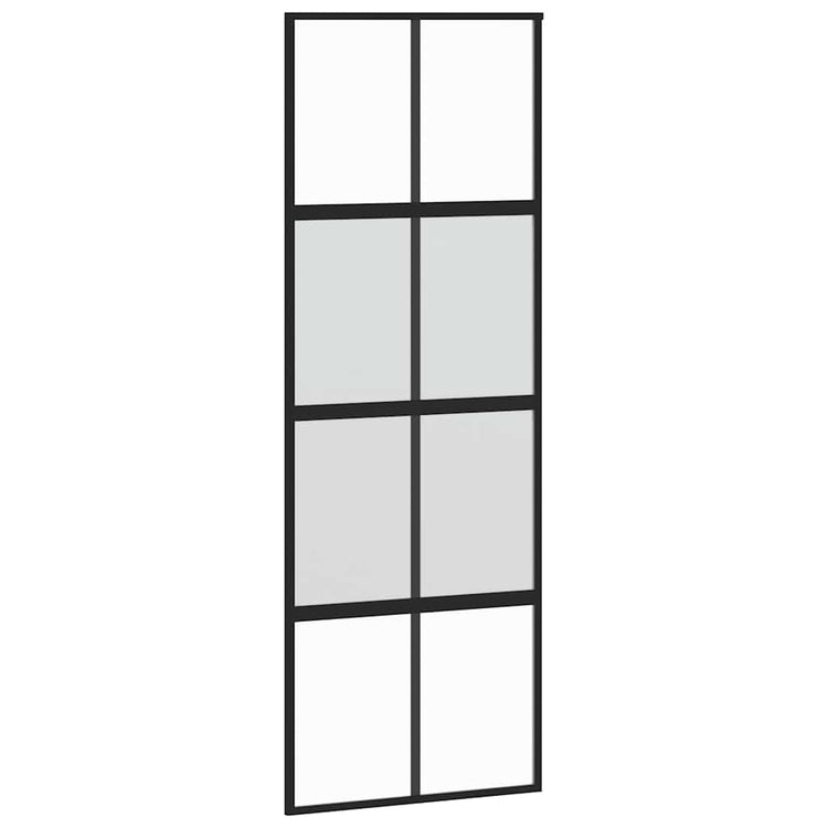 Vidaxl Porte coulissante 76x205 cm Verre durcie et noir en aluminium