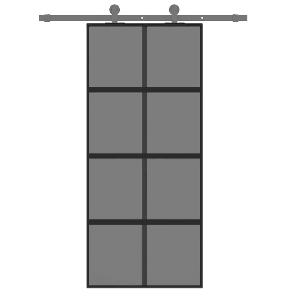 Vidaxx porte coulissante 90x205 cm verre trempé et aluminium noir