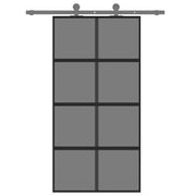 Vidaxl Porte coulissante 102.5x205 cm Verre durcie et noir en aluminium - afbeelding 3