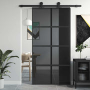Vidaxl Porte coulissante 102.5x205 cm Verre durcie et noir en aluminium - afbeelding 1
