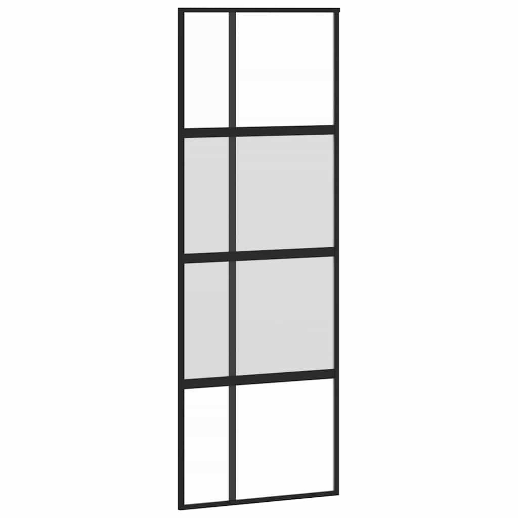 Vidaxl Porte coulissante 76x205 cm Verre durcie et noir en aluminium
