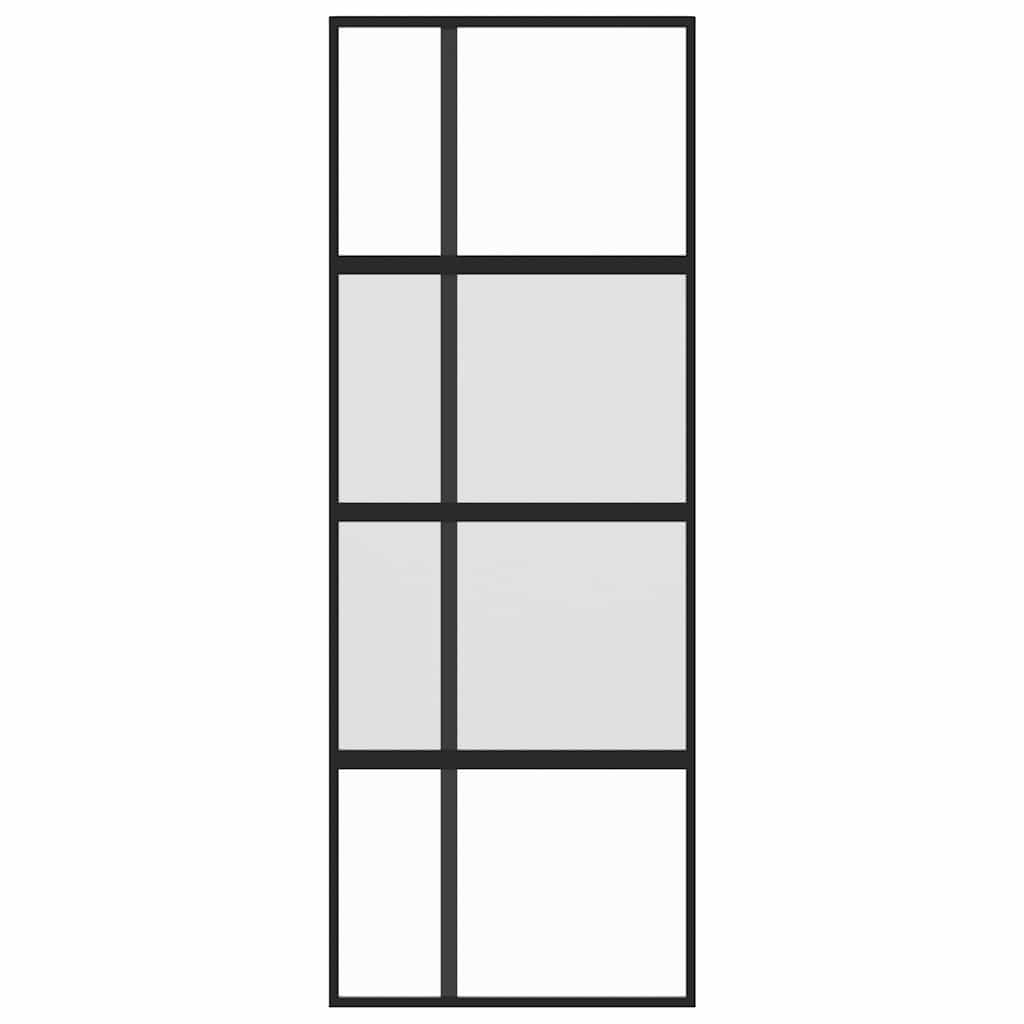 Vidaxl Porte coulissante 76x205 cm Verre durcie et noir en aluminium