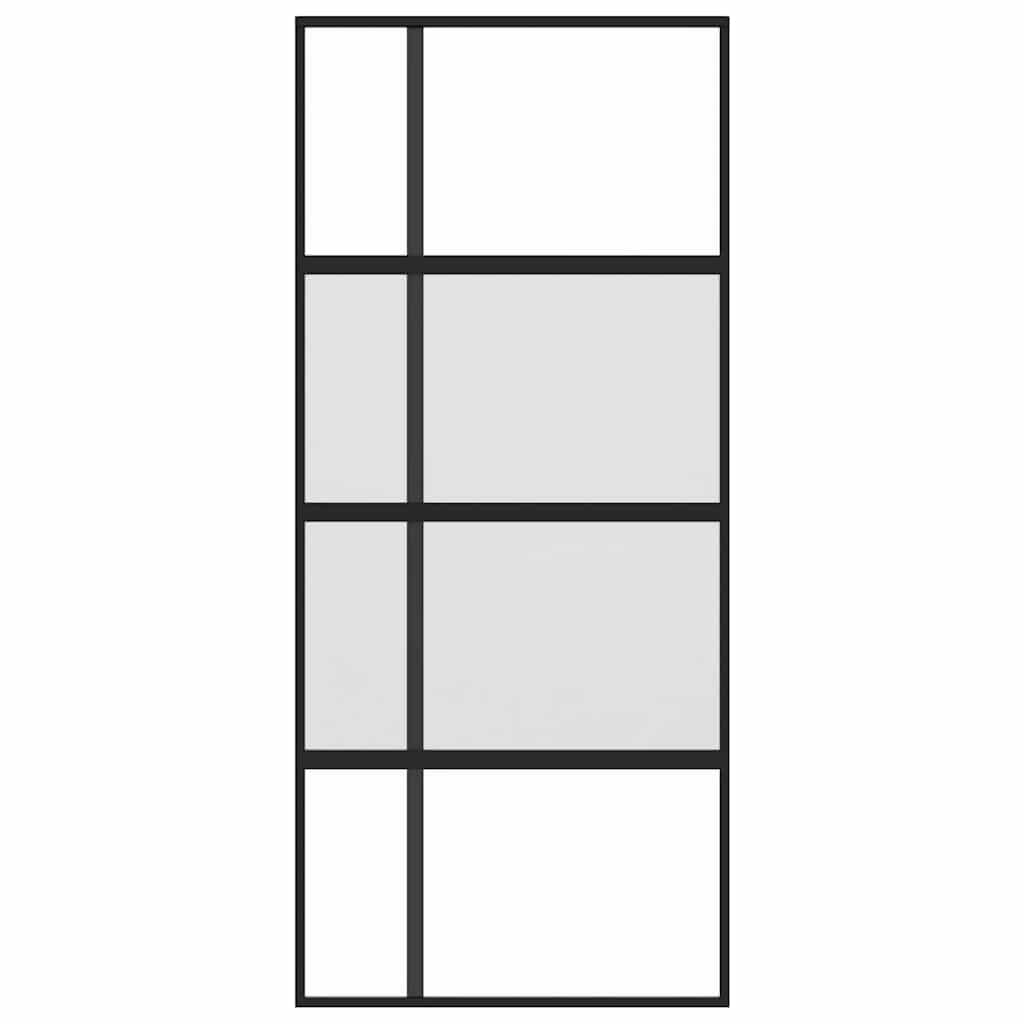 Vidaxl Porte coulissante 90x205 cm Verre durcie et noir en aluminium