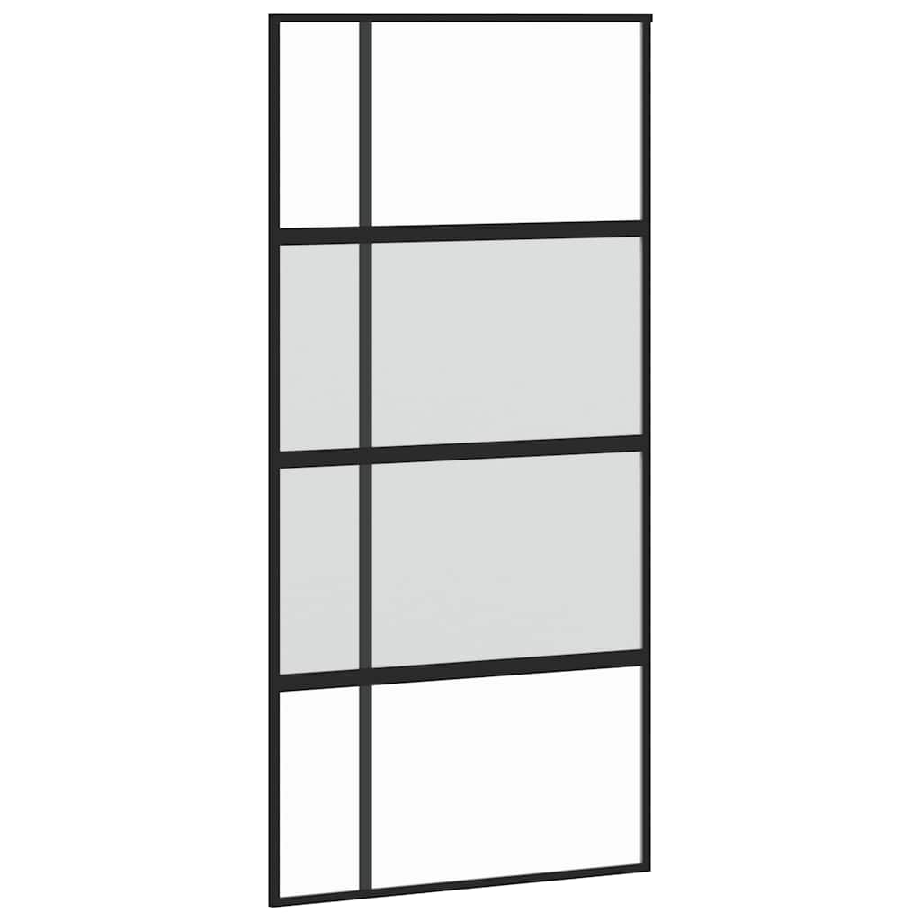 Vidaxl Porte coulissante 102.5x205 cm Verre durcie et noir en aluminium