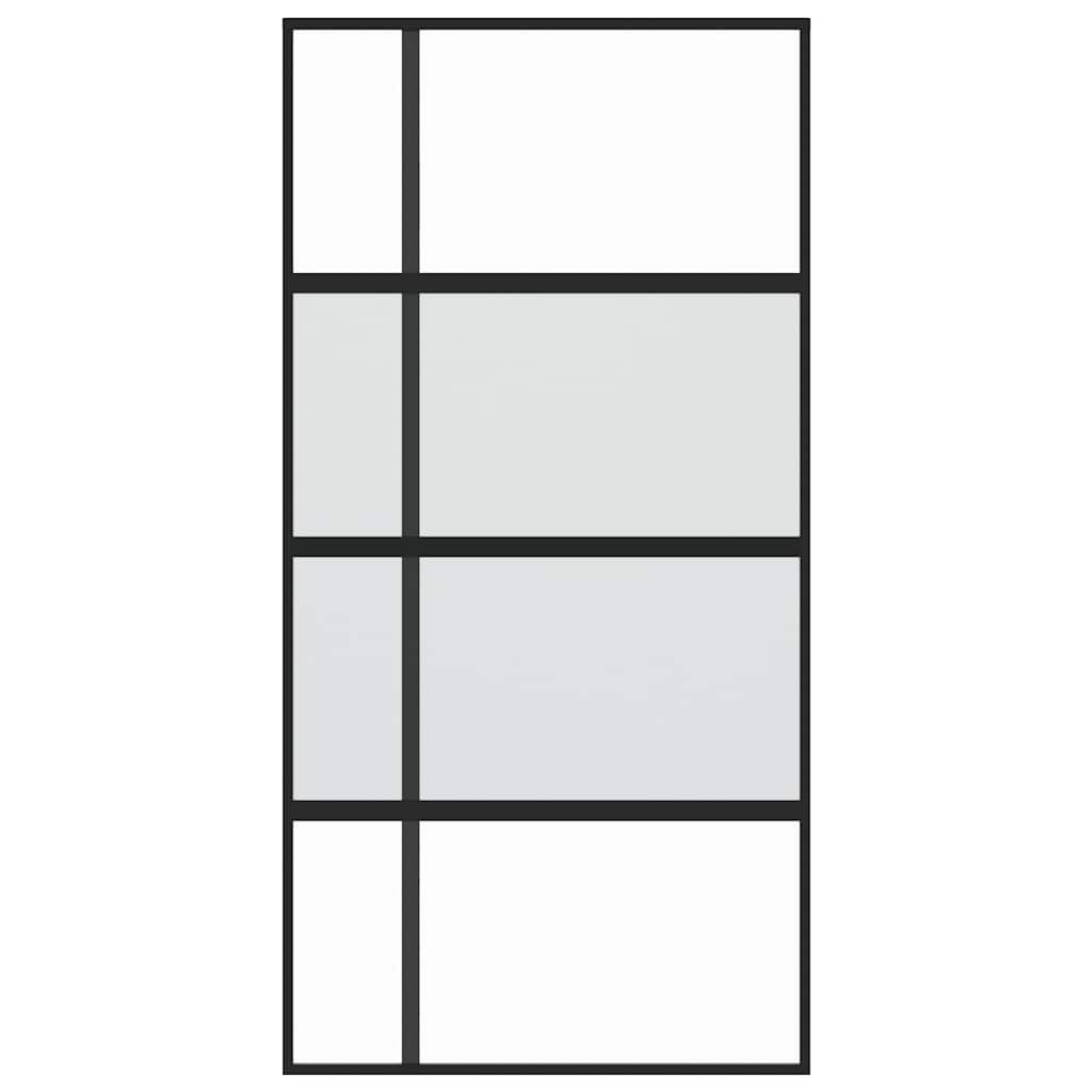Vidaxl Porte coulissante 102.5x205 cm Verre durcie et noir en aluminium