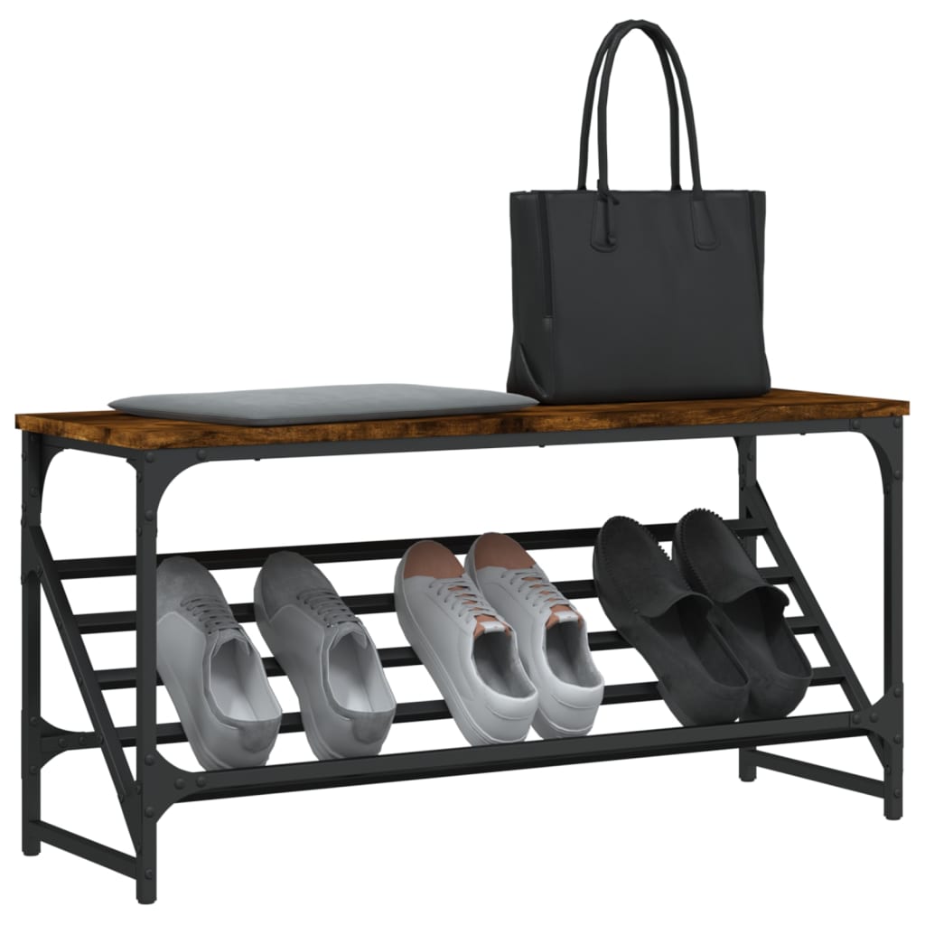 Rack à chaussures Vidaxl 90x30x45 cm en bois transformé en bois de chêne fumé coloré