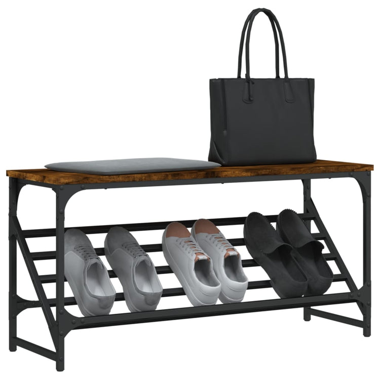 Rack à chaussures Vidaxl 90x30x45 cm en bois transformé en bois de chêne fumé coloré