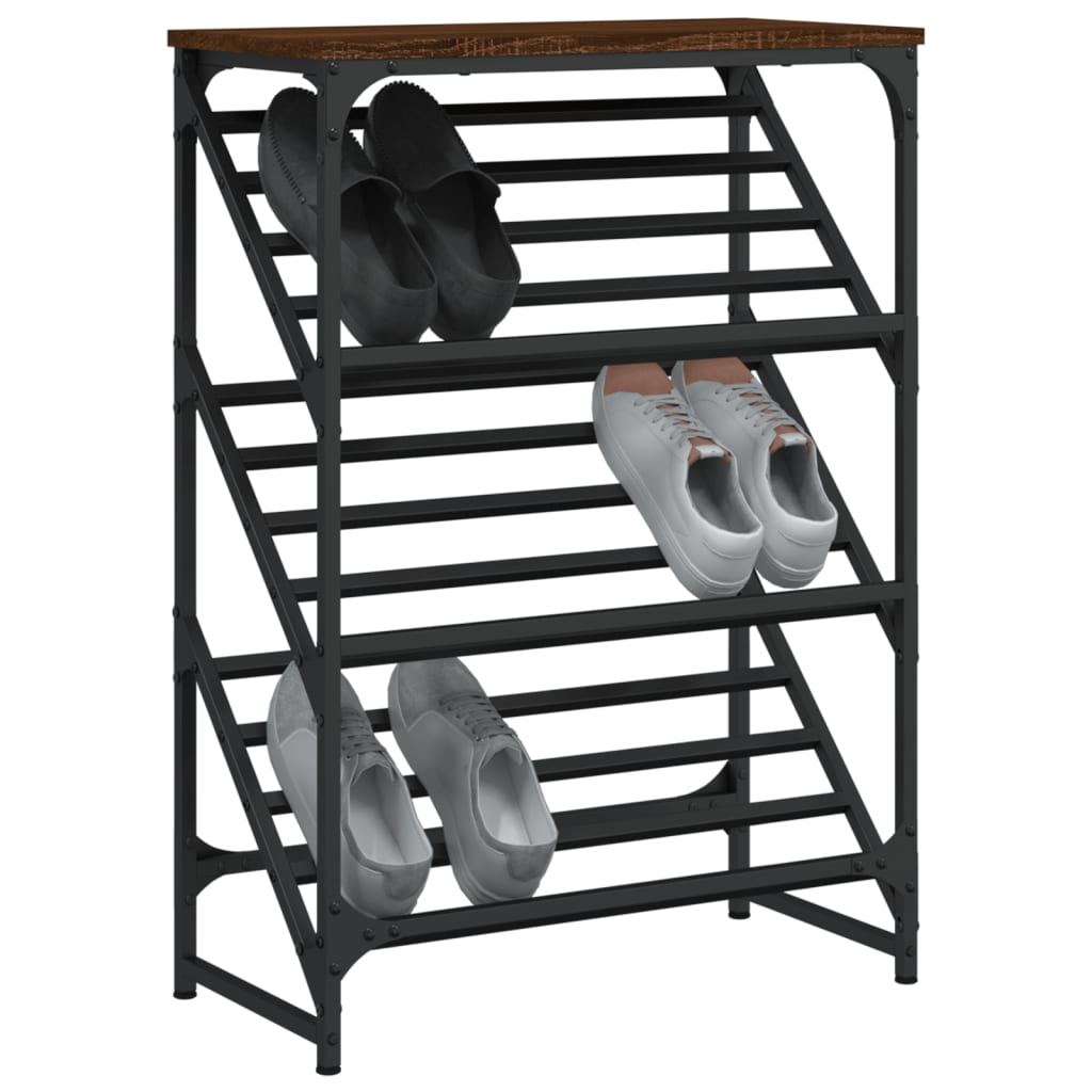 Rack à chaussures Vidaxl 60x30x85 cm Couleur de chêne brun en bois transformé