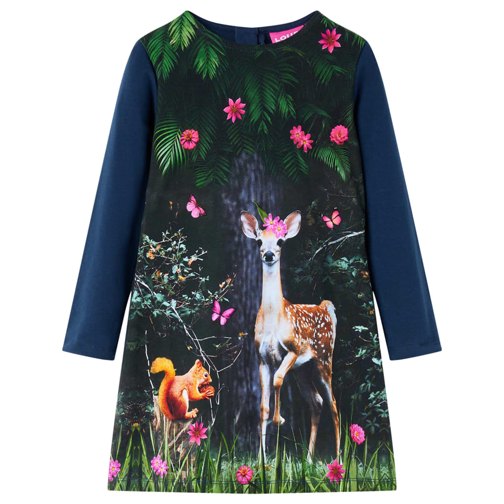 VidaXL robe enfant à manches longues 104 bleu marine